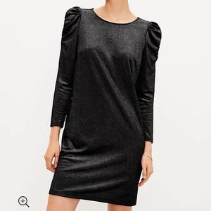 Loft Shimmer Ruched Sleeve Dress size small